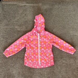 Cat & Jack Pink Raincoat Jacket with Colorful Heart Design, 4T